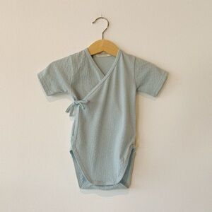 Tane Organics Pointelle Kimono Onesie in Mist